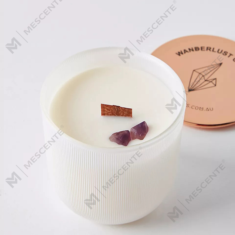 Borong Marmar Mewah Logo Berkilat Kristal Infused Gem Chakra Aromaterapi Lilin Lilin Soya Wangi