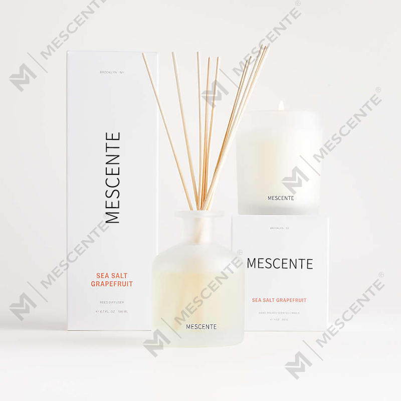 M&Scent luxury private label warna ungu set hadiah penyebar buluh aroma dengan kotak