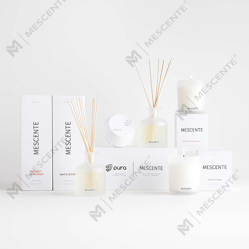 M&Scent luxury private label warna ungu set hadiah penyebar buluh aroma dengan kotak